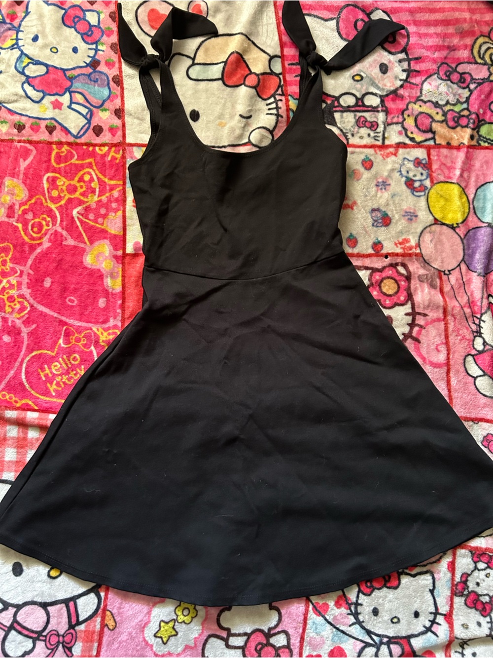 Black Tie-Strap Mini Dress